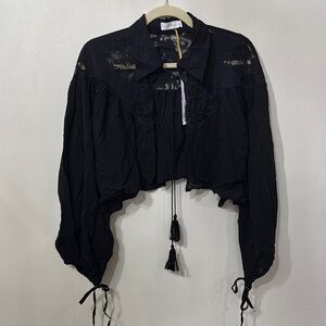 House of Harlow 1960 Black Lace Crop Layering Top NWT